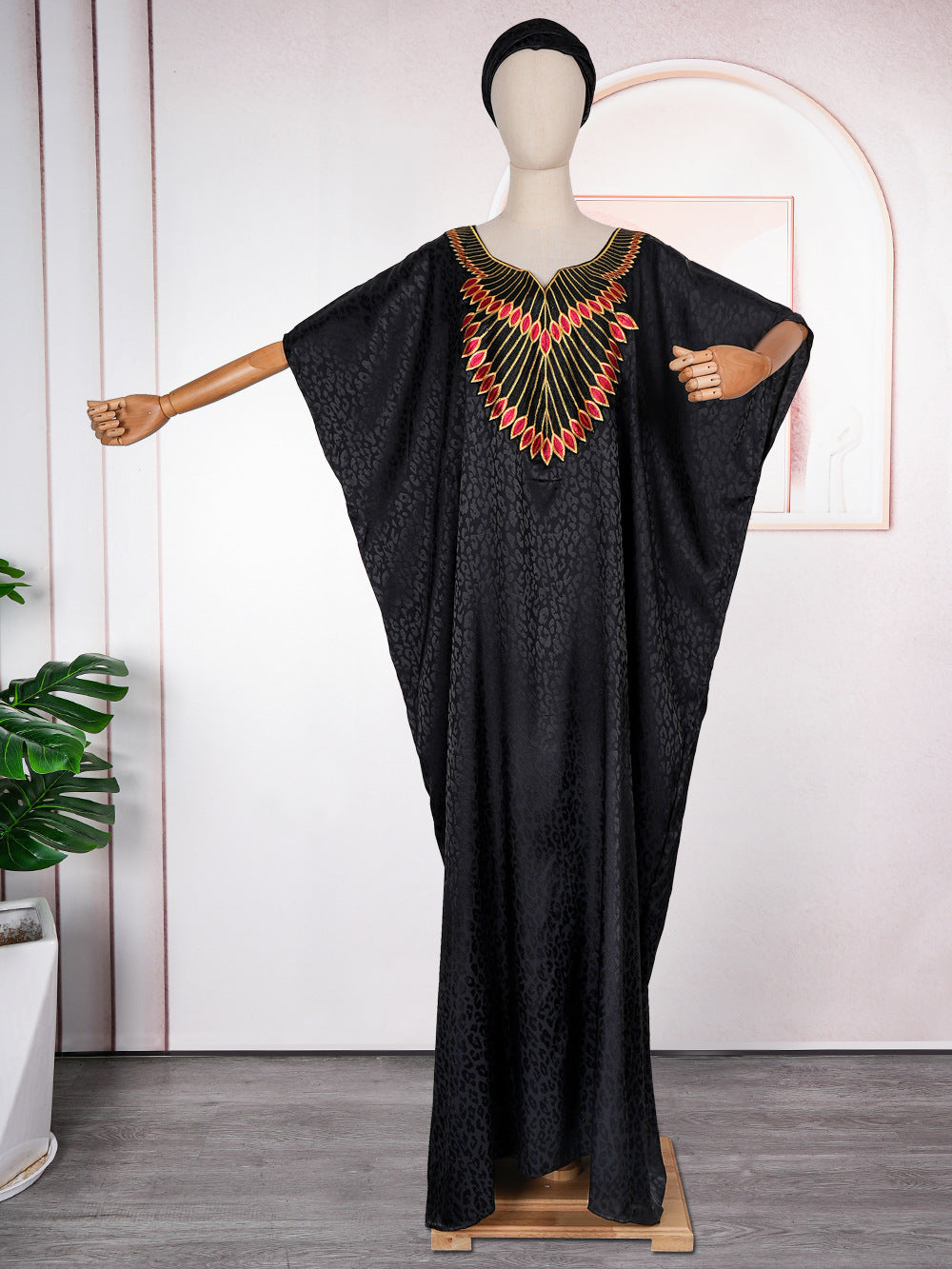 African Ethnic Style Large Swing Dress Robe Middle East AliExpress Muslim Women's Wear V-neck Plus Size