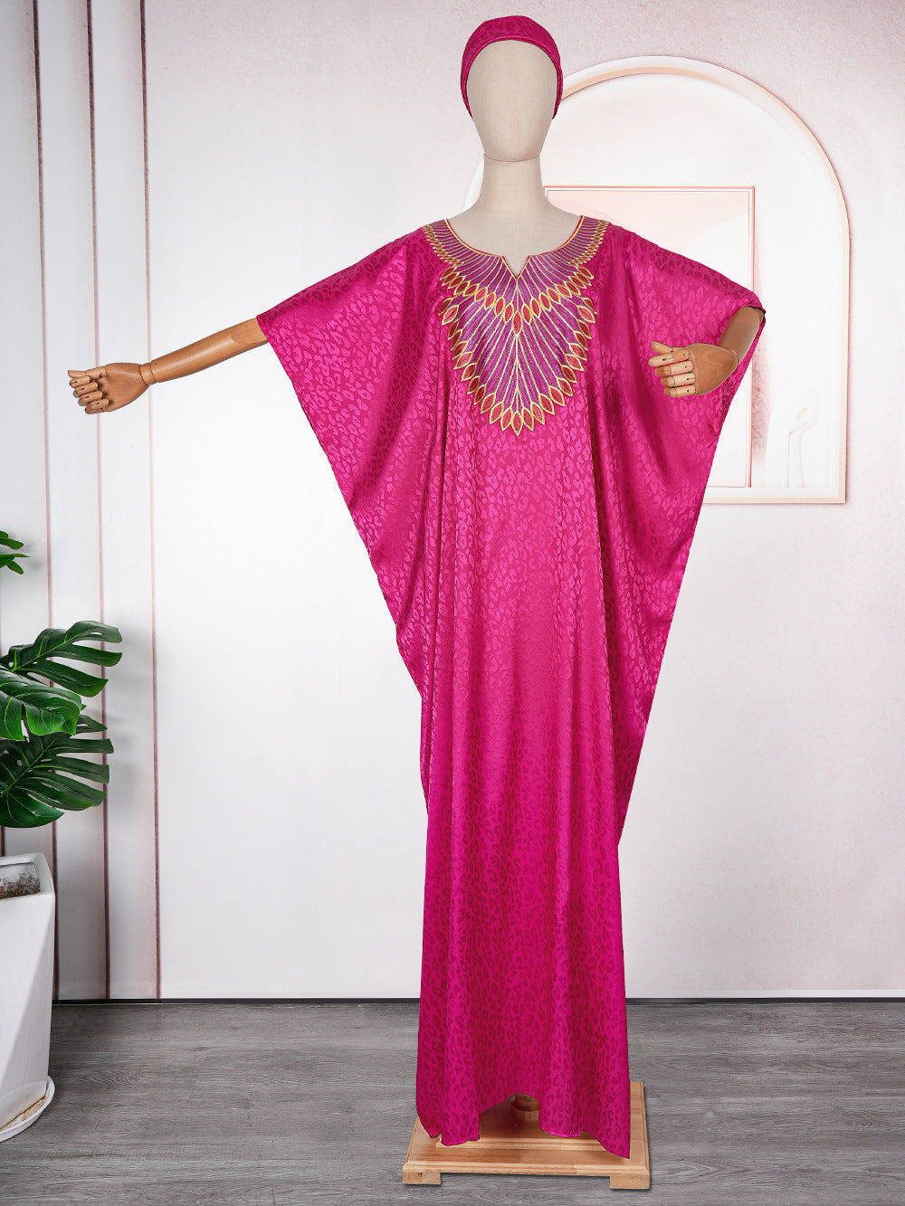 African Ethnic Style Large Swing Dress Robe Middle East AliExpress Muslim Women's Wear V-neck Plus Size