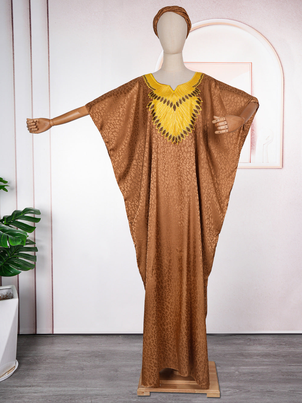 African Ethnic Style Large Swing Dress Robe Middle East AliExpress Muslim Women's Wear V-neck Plus Size