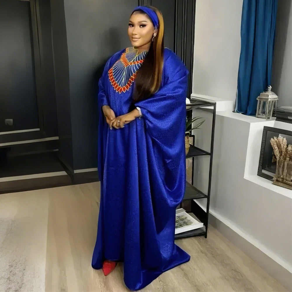 African Ethnic Style Large Swing Dress Robe Middle East AliExpress Muslim Women's Wear V-neck Plus Size