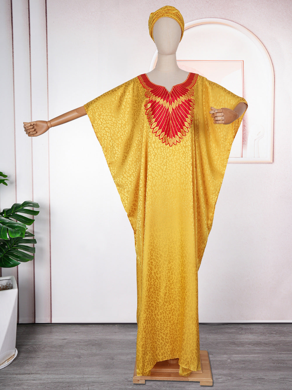 African Ethnic Style Large Swing Dress Robe Middle East AliExpress Muslim Women's Wear V-neck Plus Size